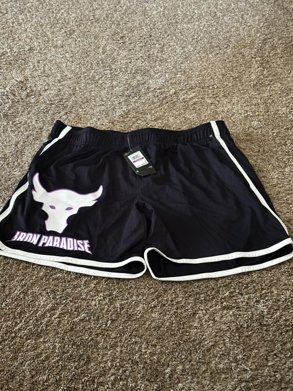 Under Armour Project Rock Shorts Mens 3XL Black Iron Paradise Mesh Athletic